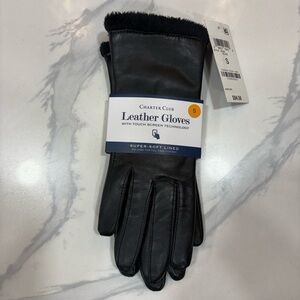 Charter Club Black Touchscreen Technology Leather Gloves S NWT